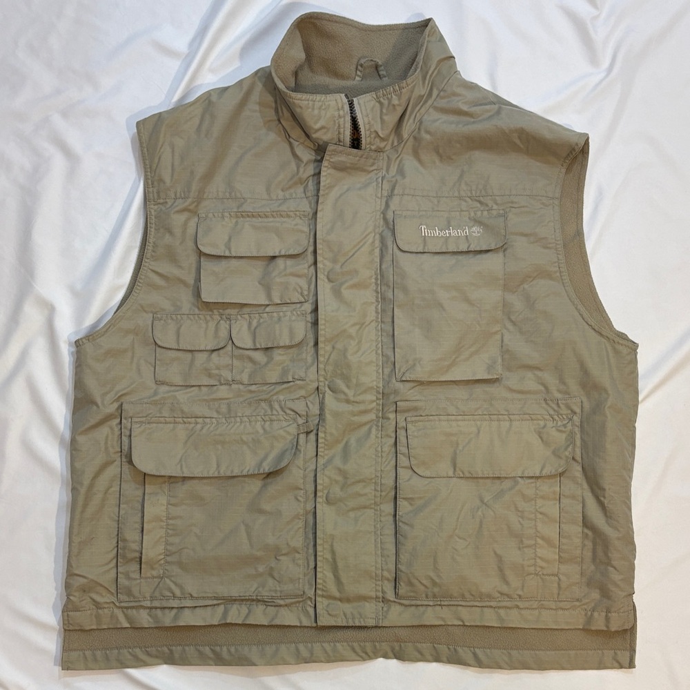 Vintage Fall 2000 Y2K Timberland Trek Travel Multi Zip Pocket Ripstop Vest, XL